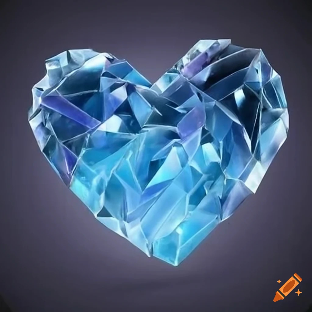 A broken heart made of glass, representing emotional turmoil on Craiyon
