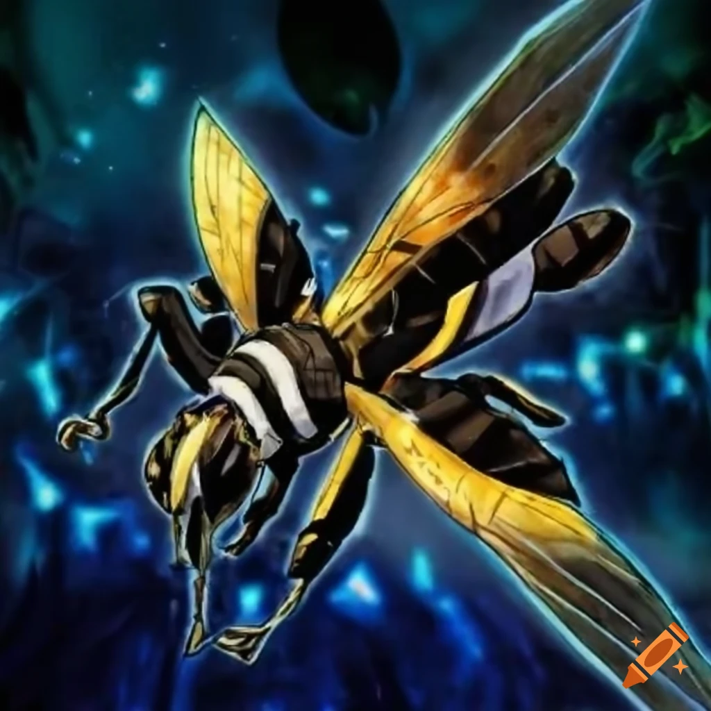 Yugioh card art featuring a bumble bee on craiyon