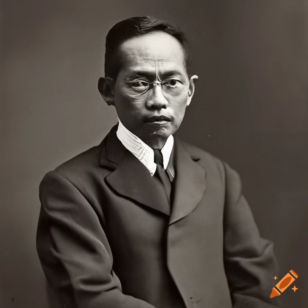 black and white portrait of a Filipino government official