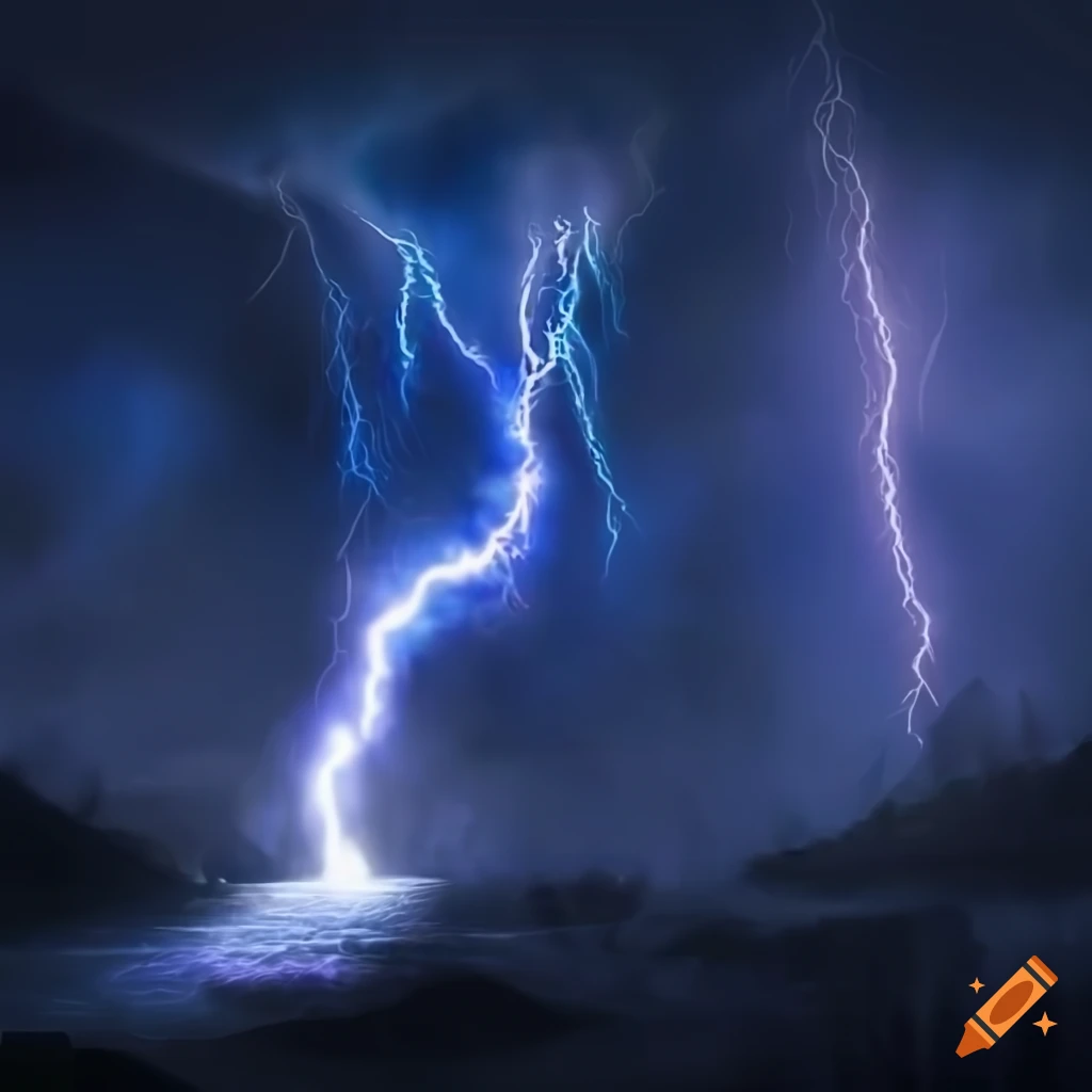Lightning strike on a dark blue sky by New SIGHT Photography on  @creativemarket
