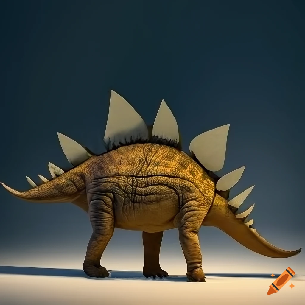 striped stegosaurus with cinnamon and grey color pattern