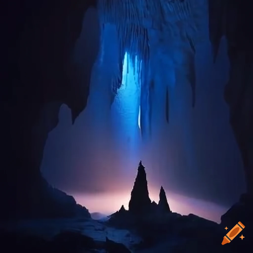 stalactites in a grand cave system
