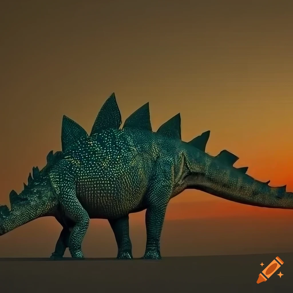 colorful Stegosaurus dinosaur in warm morning light