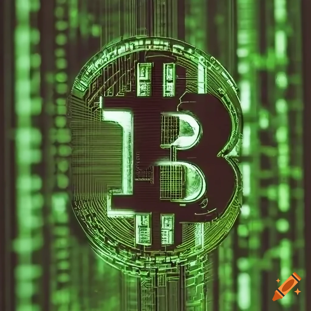 Postapocalyptic image with matrix and bitcoin theme on Craiyon
