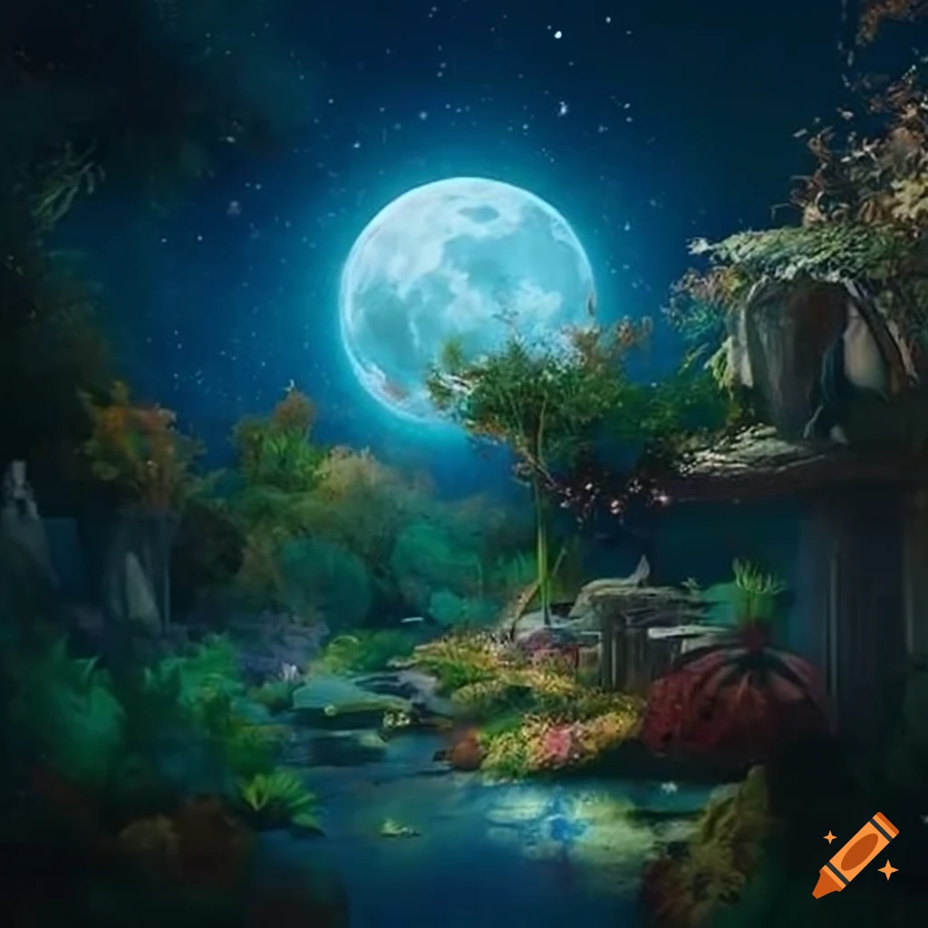 Beautiful Moonlit Garden