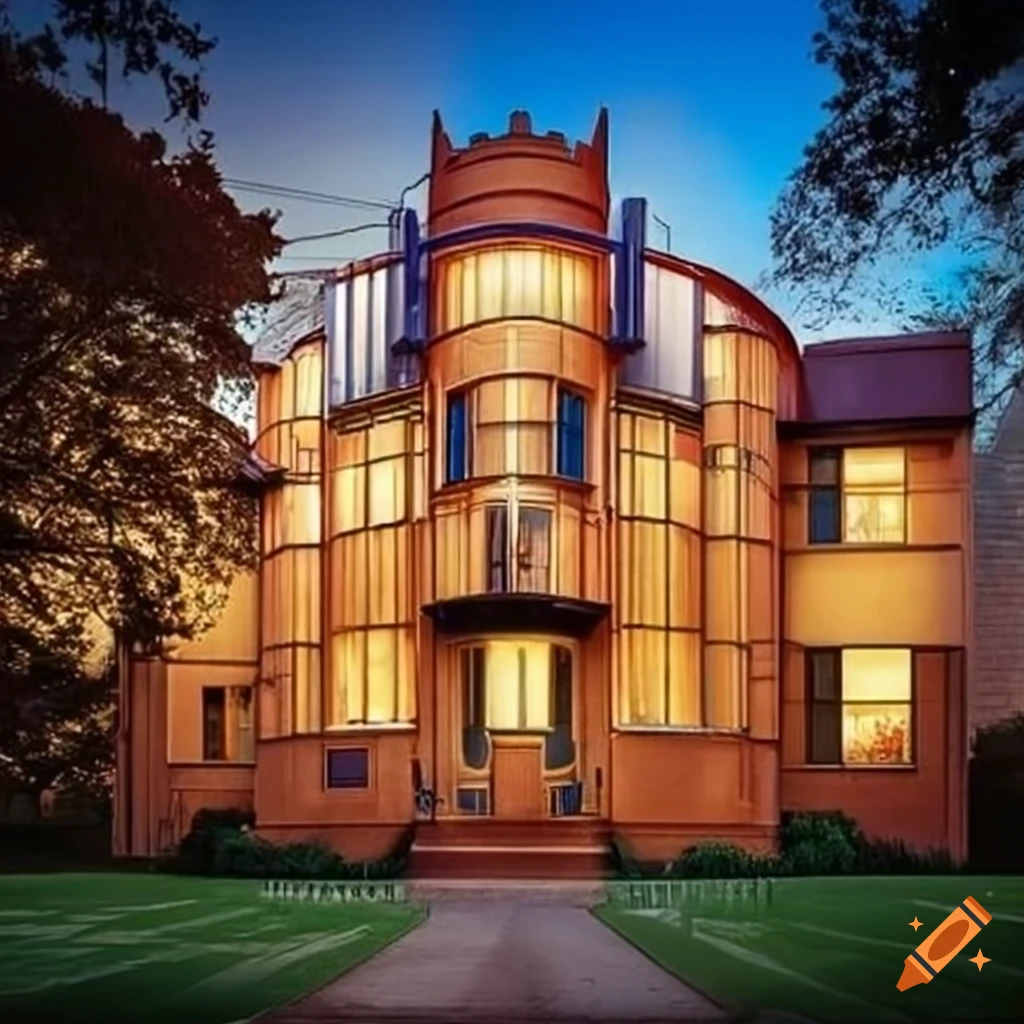 Art Deco Two story House On Craiyon