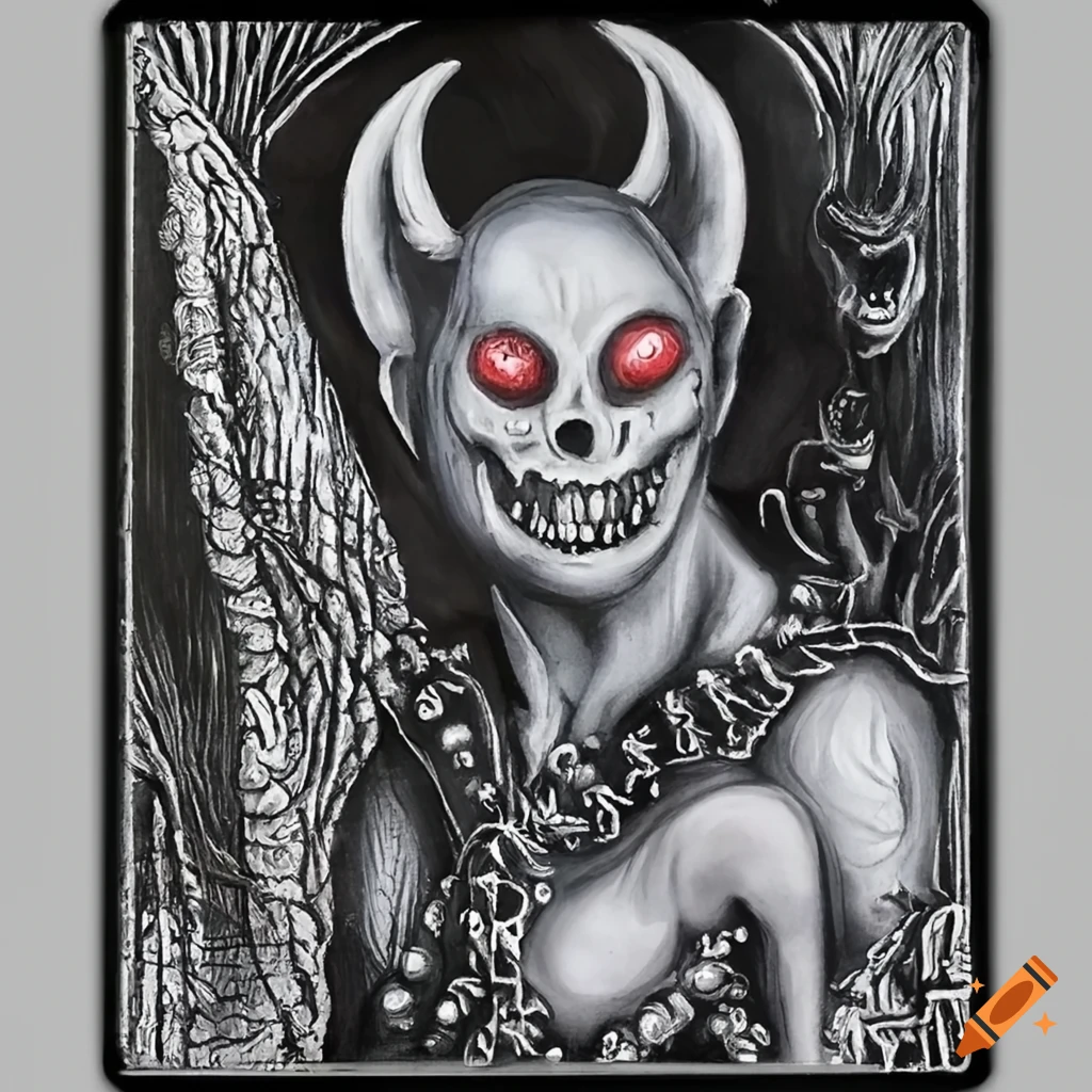 spooky tarot card with a devil figure