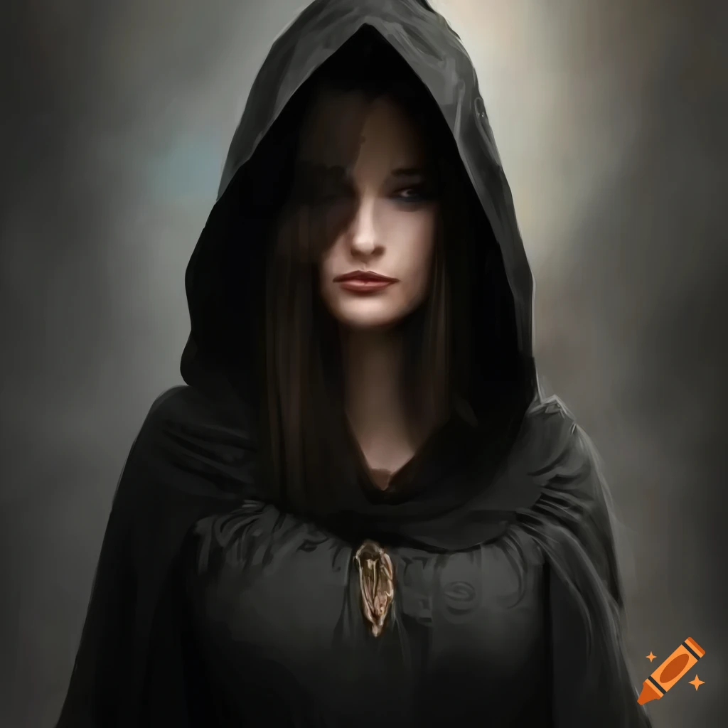 KREA - portrait of a medieval scarlet hooded woman priestess, goth