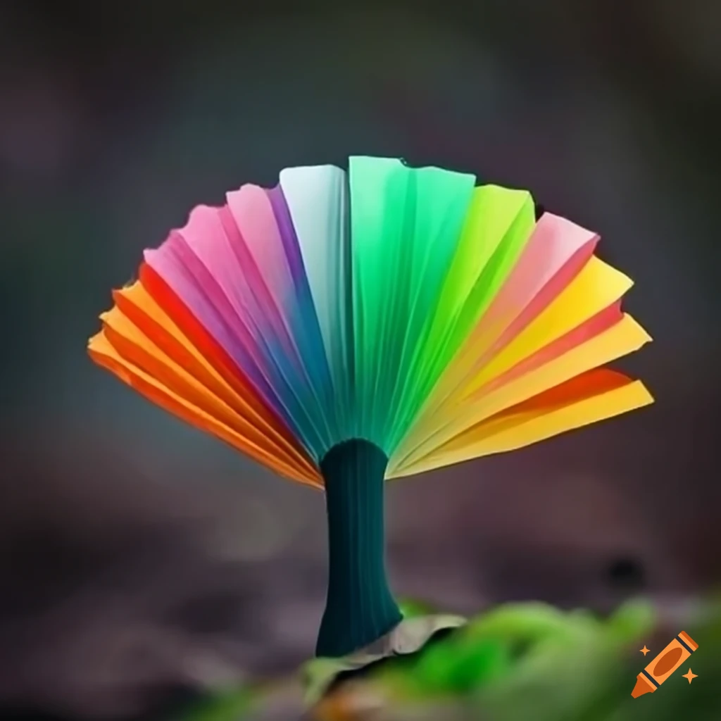 vibrant paper fan mushroom growing