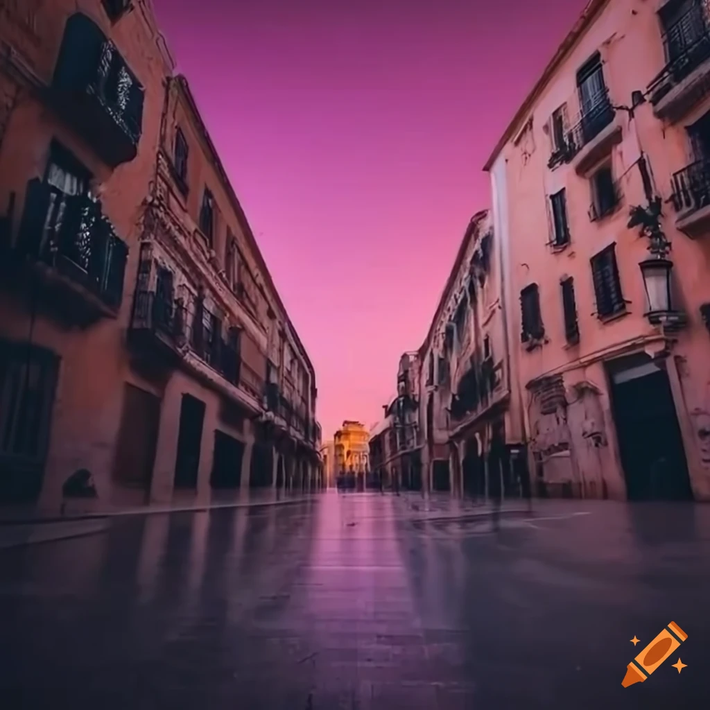 Noche en tarragona con luna rosa on Craiyon