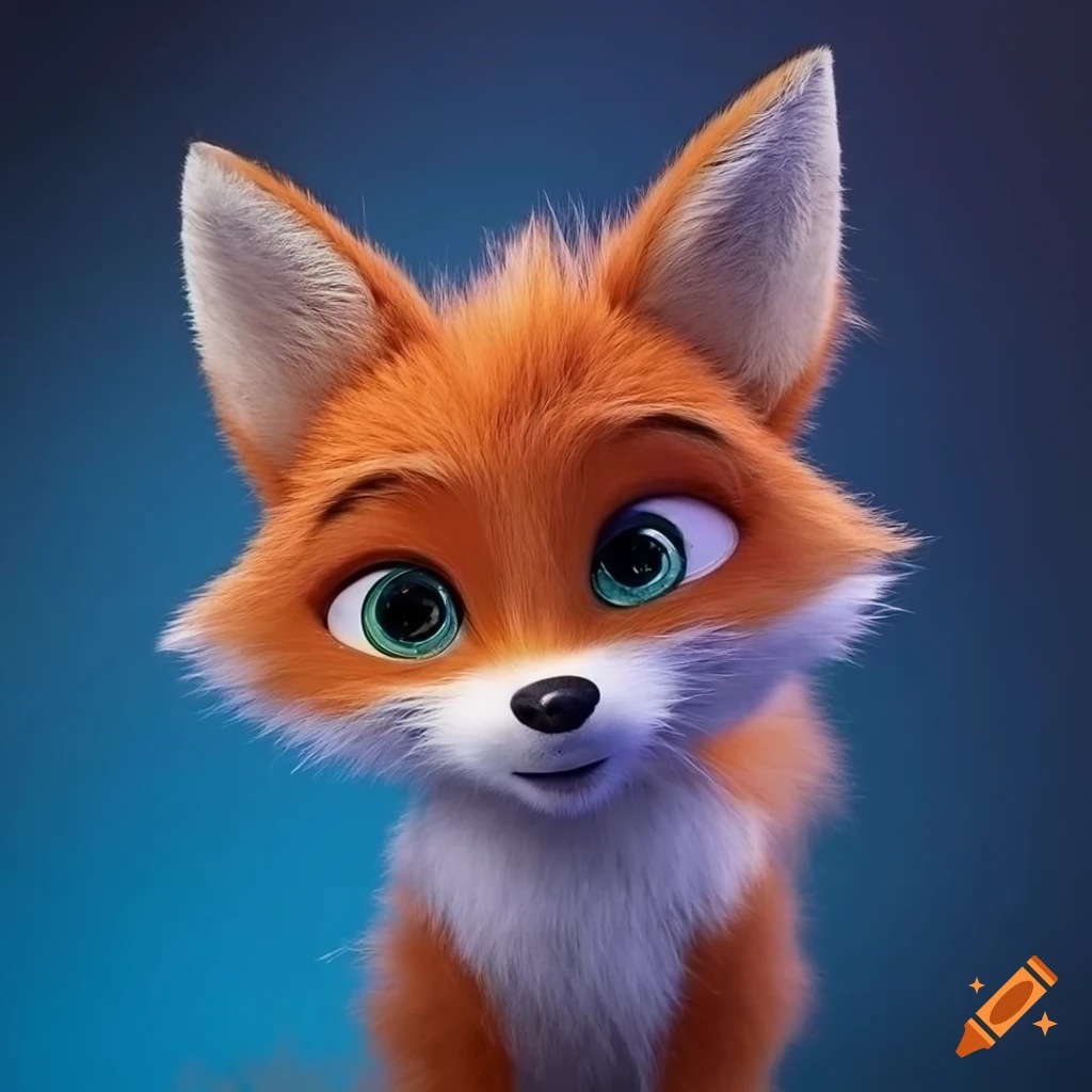 adorable 3d render of a fluffy fox