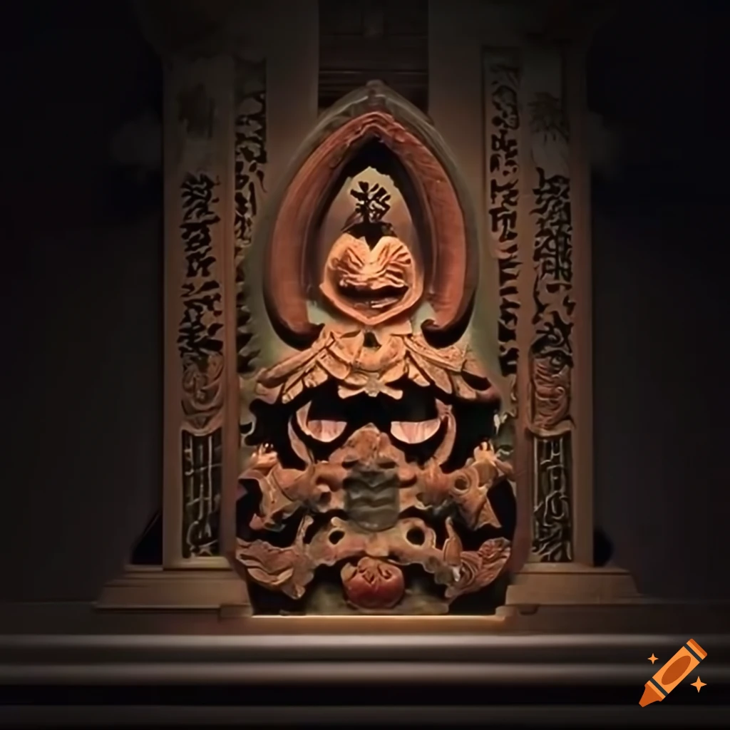 high-definition architectural stave carving with moth motif
