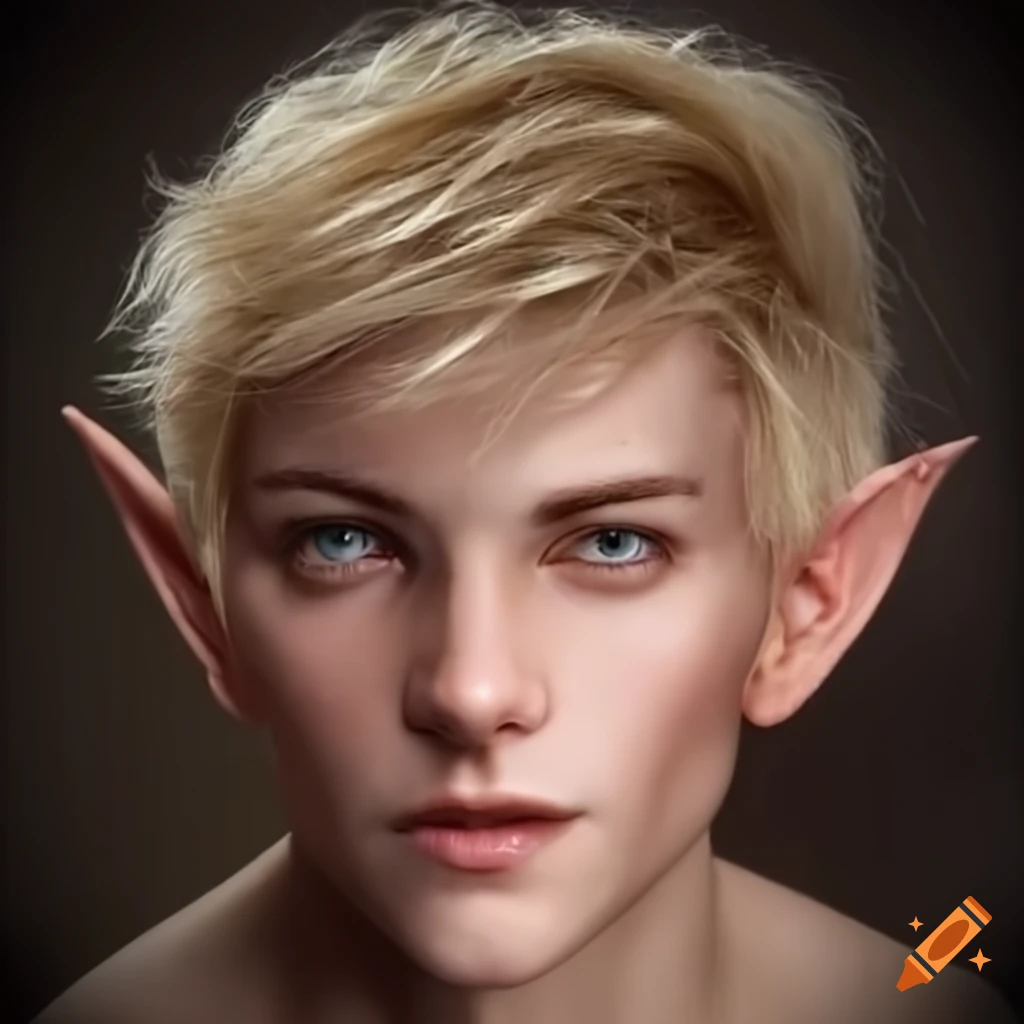 portrait of a young male elf with blond hair