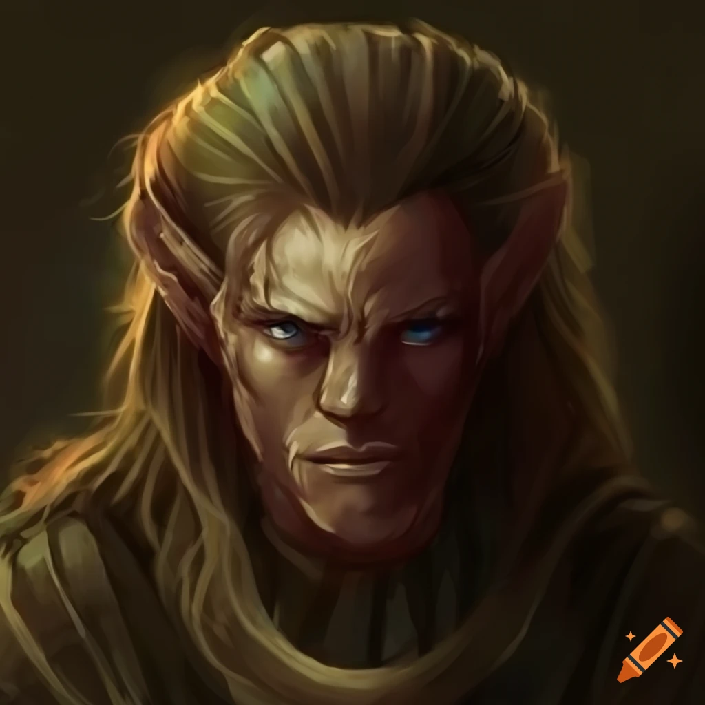 digital art of a fierce male wood elf