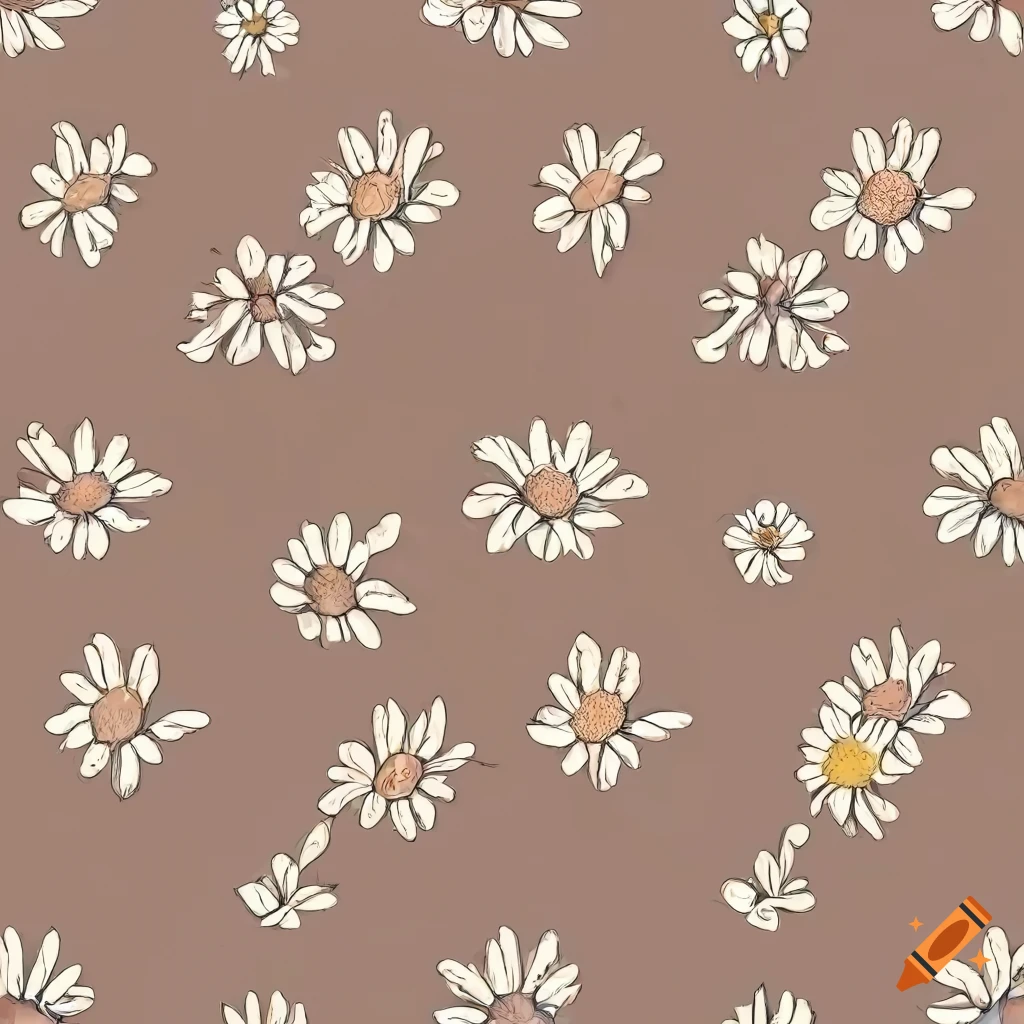 hand-drawn daisy pattern on light background