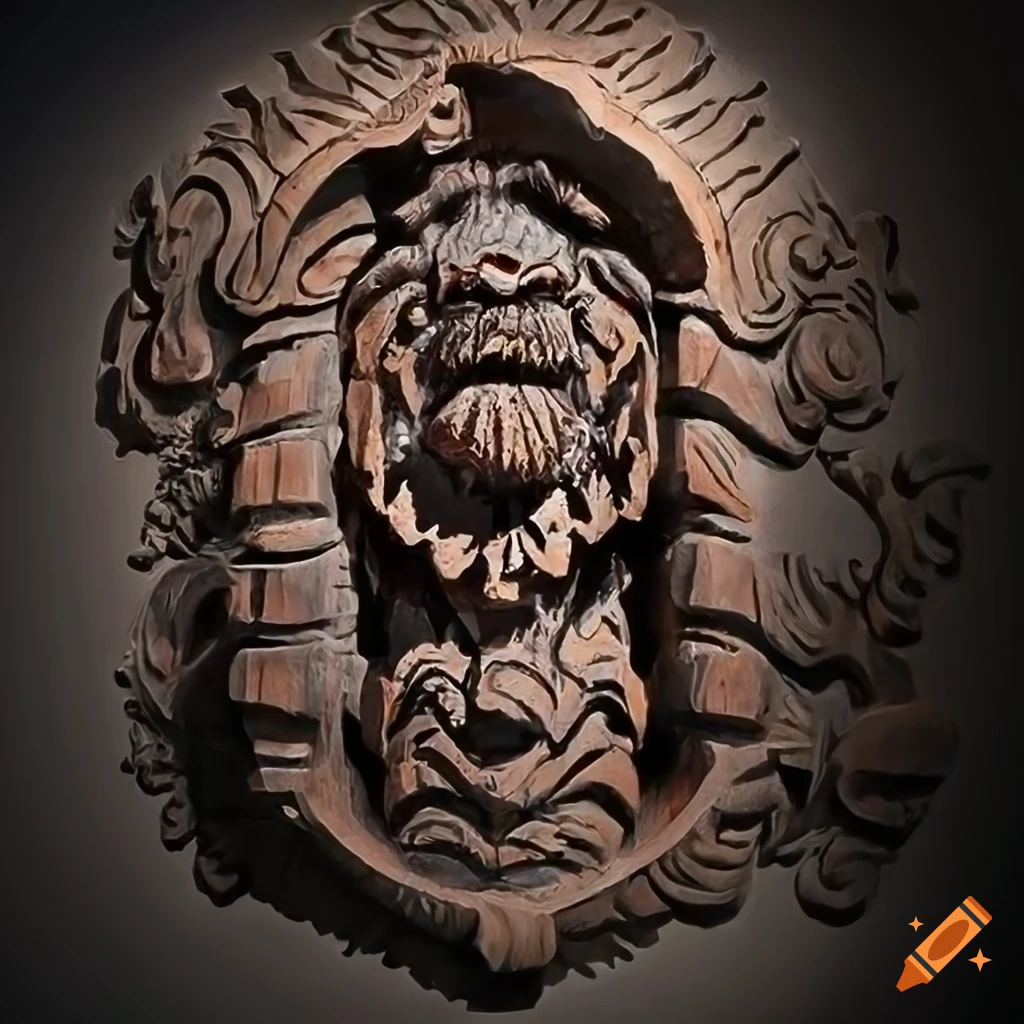 detailed sculpture of a beehive with moth and werewolf motif