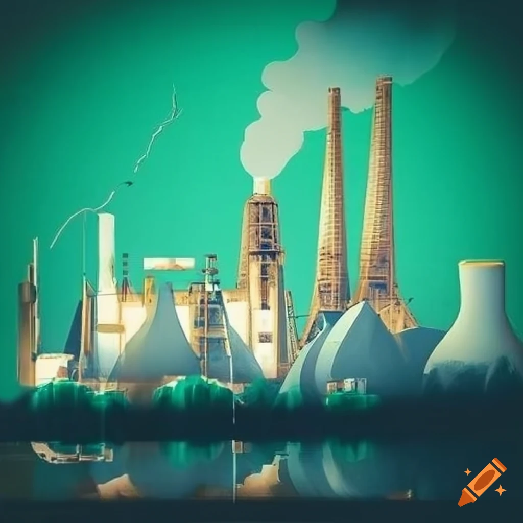 Doodle sketch a factory with smoke from pipe Vector Image