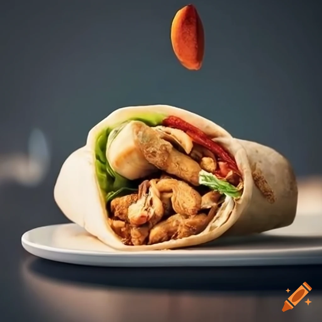 Shwarma On Rocks Delicious chicken shwarma wrap on Craiyon