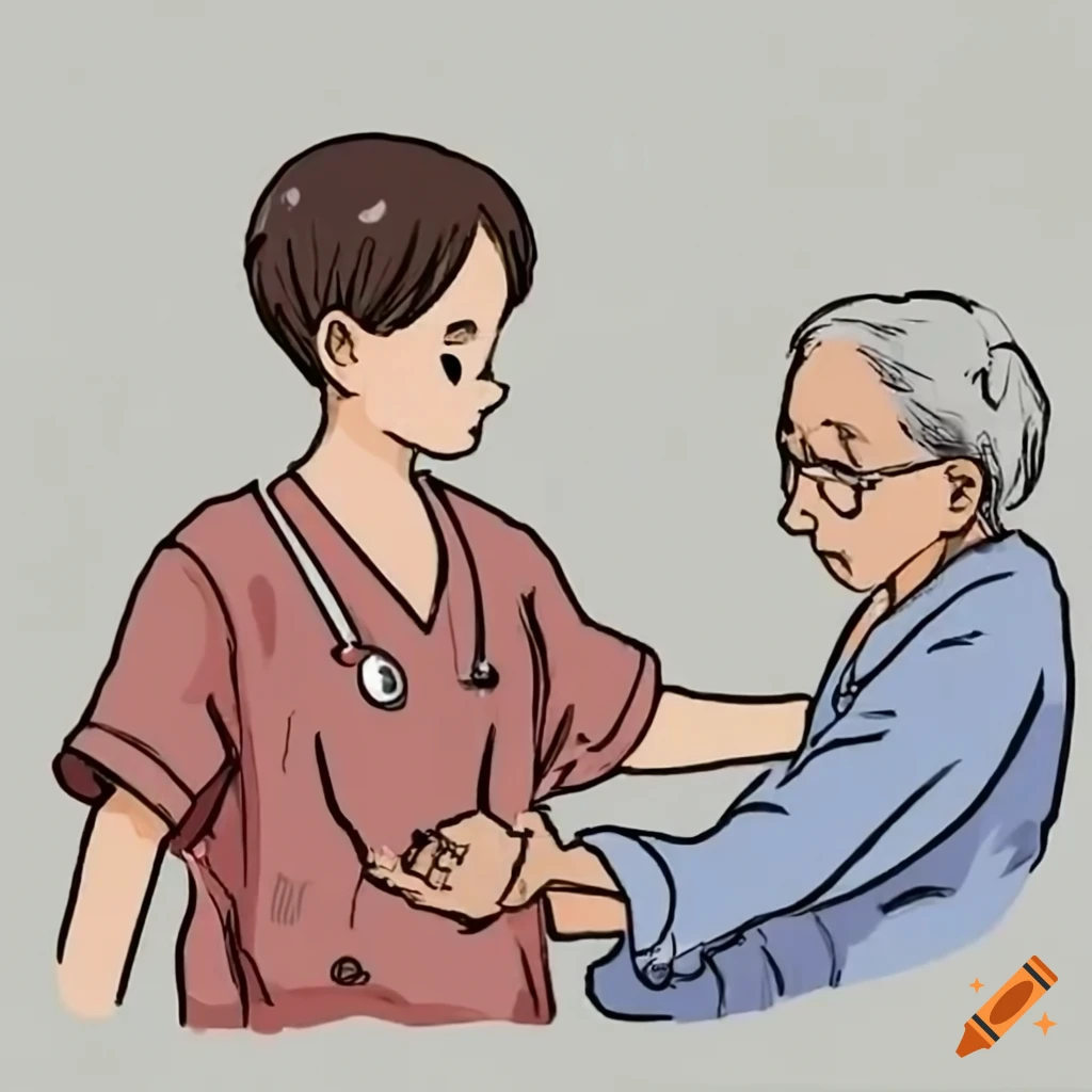 male nurse assisting an elderly patient