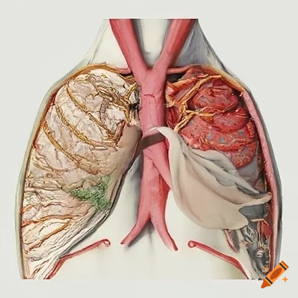 Lungs inside the human body with open chest cavity for medical students on  Craiyon