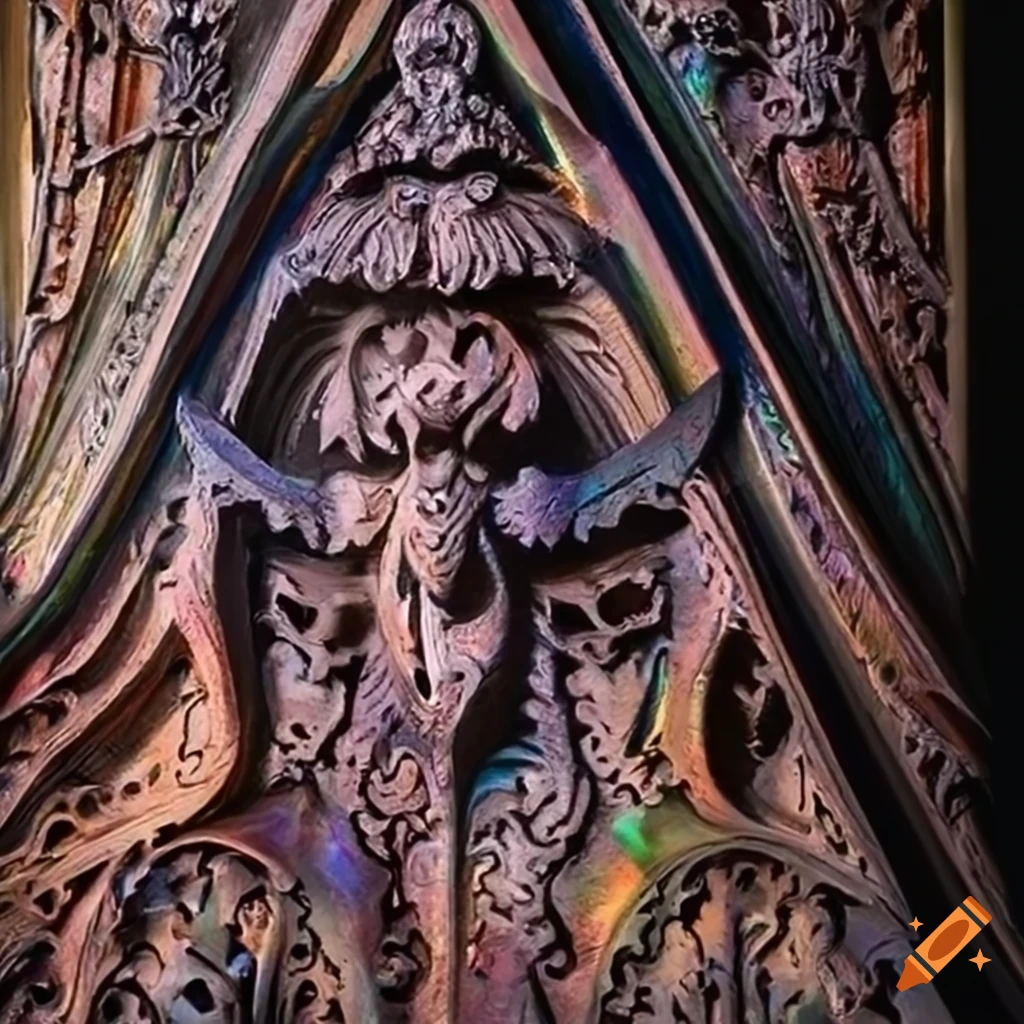 high-definition carving of a moth werewolf