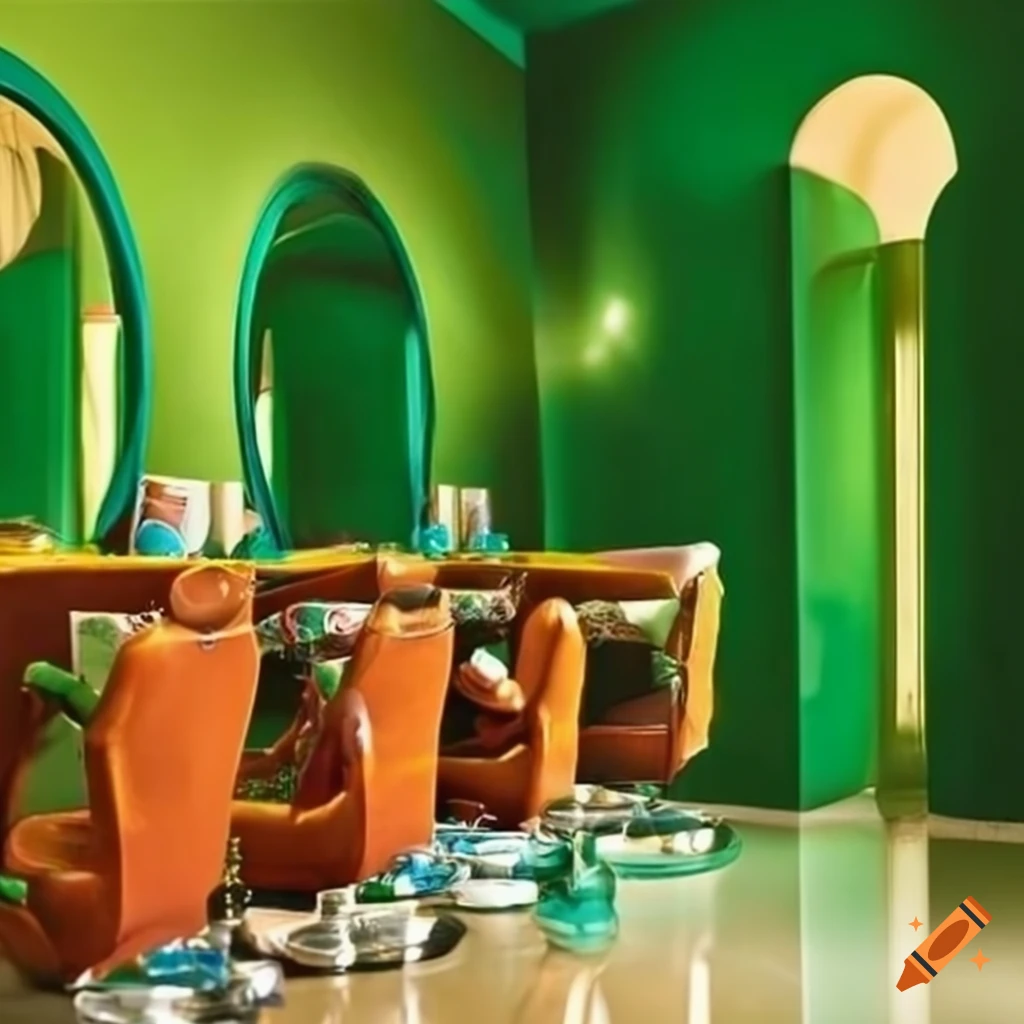 Ivorian beauty parlor with green color scheme