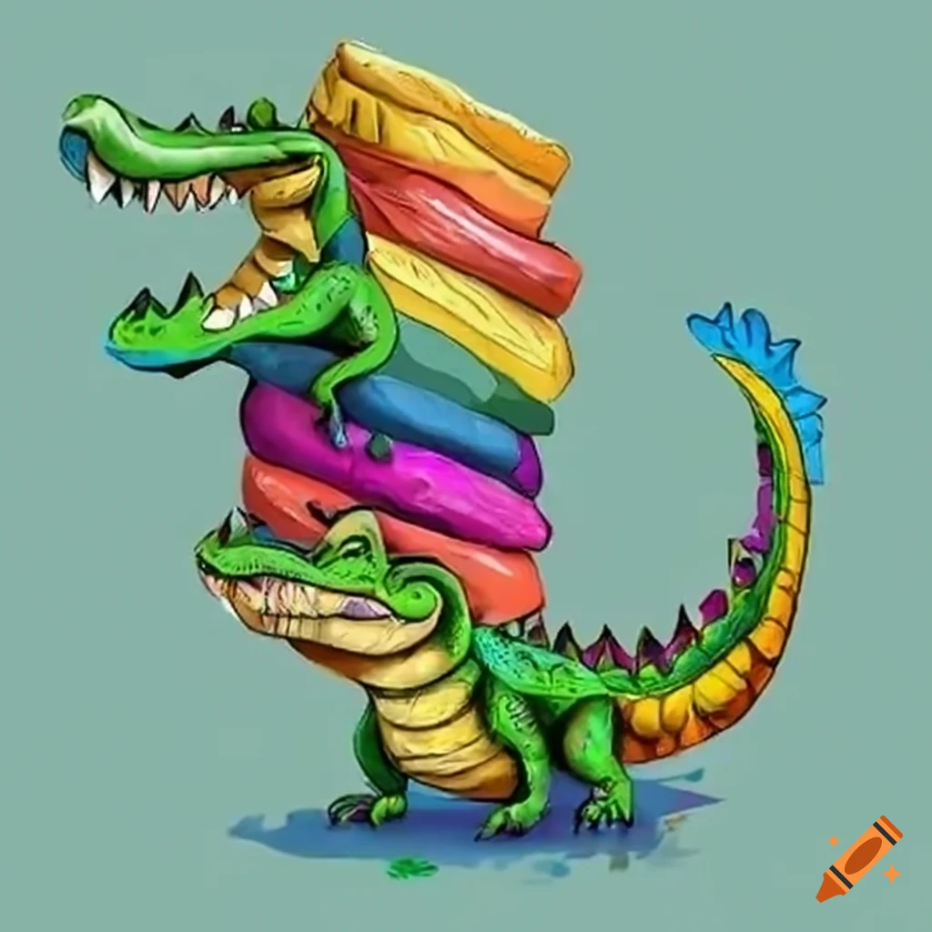 Crocodile lifting rice bags on Craiyon