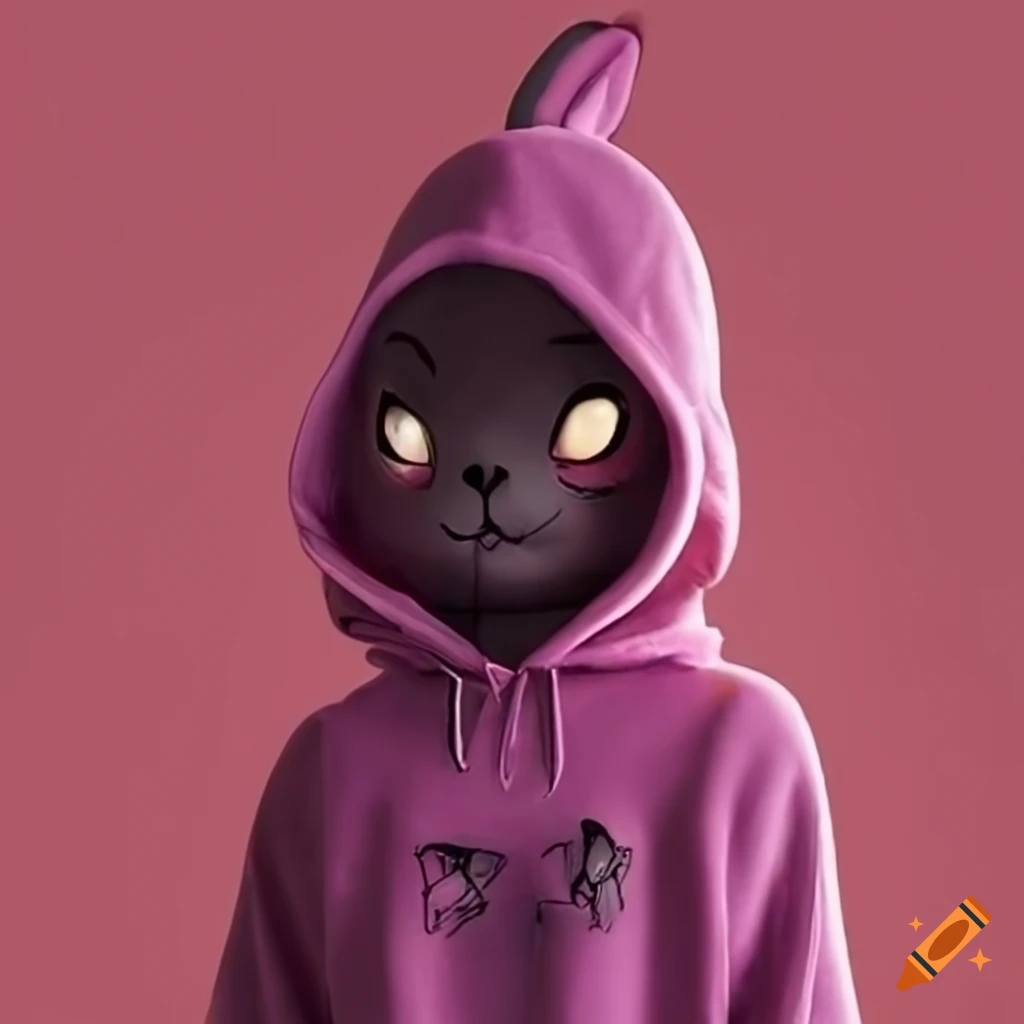 sculpture of a robotic bunny in a hoodie