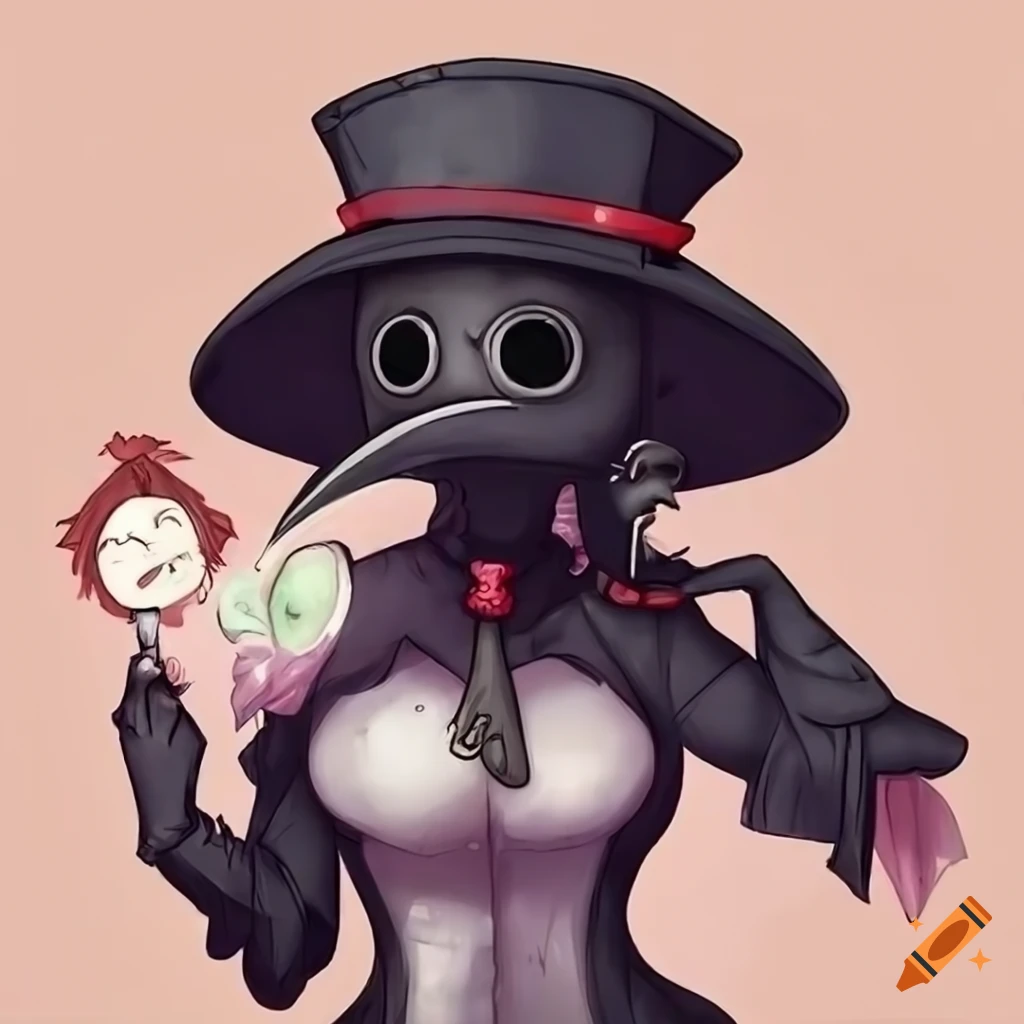 illustration of a cute female plague doctor