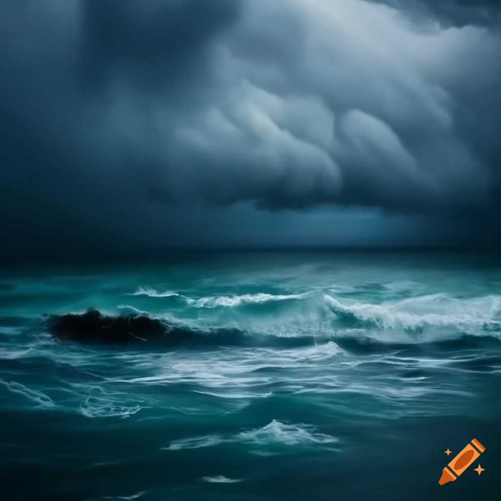 storm clouds over a turbulent sea