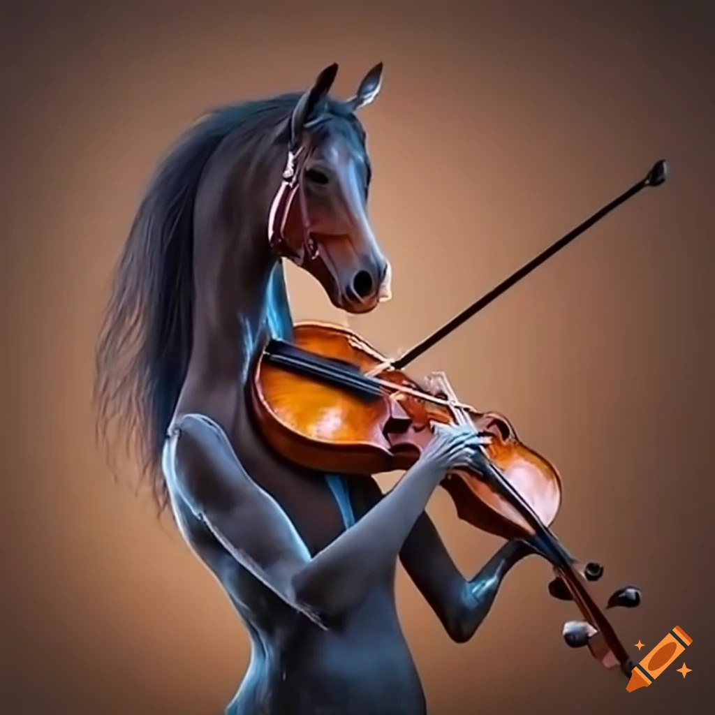 Artistic horse playing the violin on Craiyon