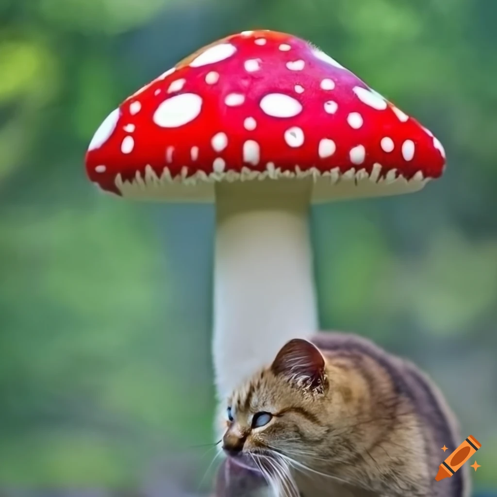 Smurf mushroom with a cat face on craiyon