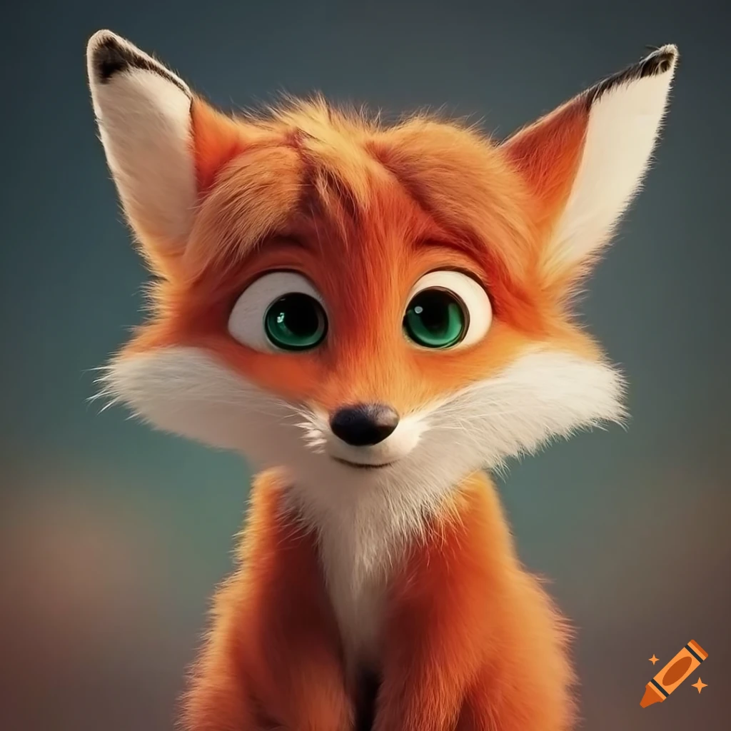 3D render of a cute and fluffy fox