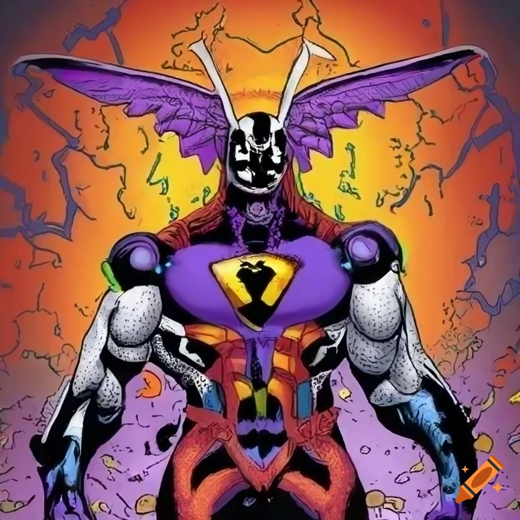 Moth-themed supervillain in George Perez style