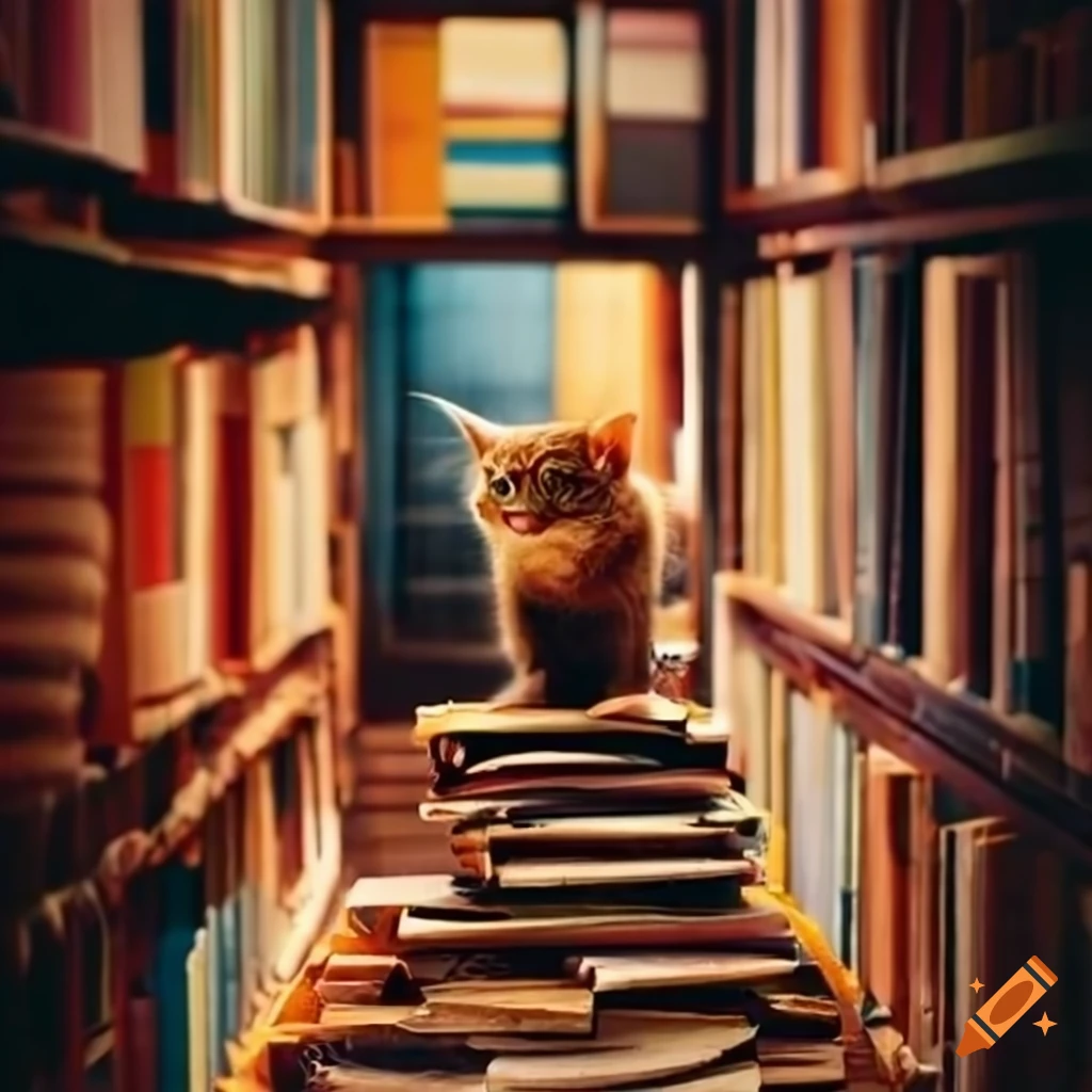 cats running a charming bookstore