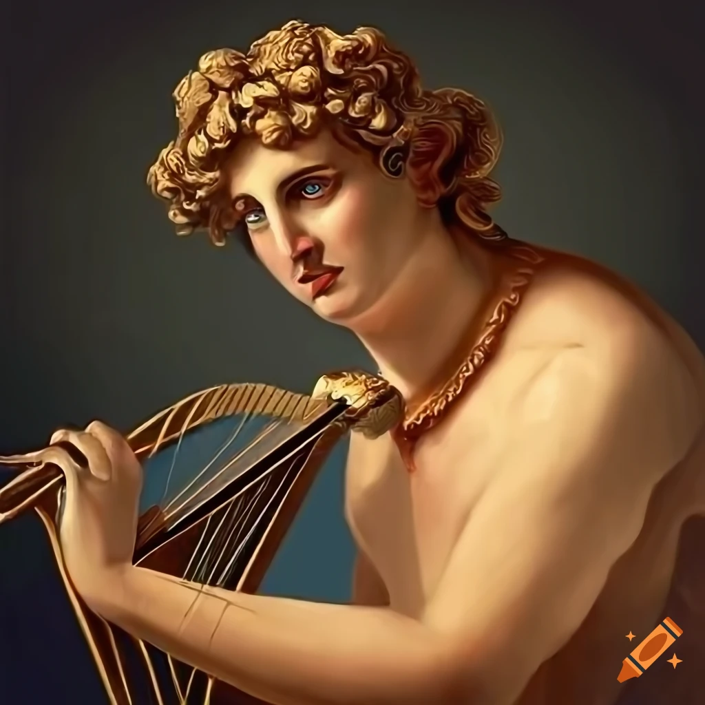 Portrait Of The Greek God Apollo Playing The Lyre On Craiyon