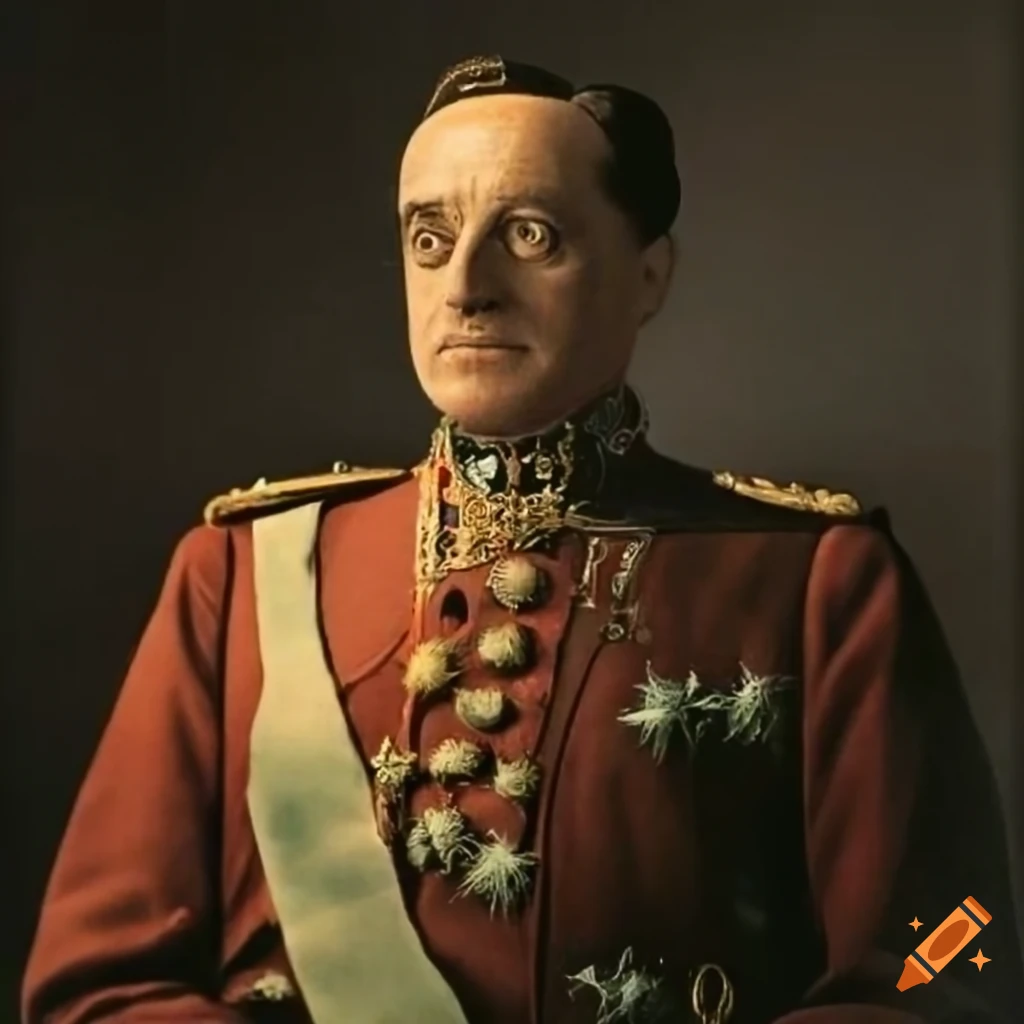 colorful portrait of Ugo Braslavid, Italian king from 1940
