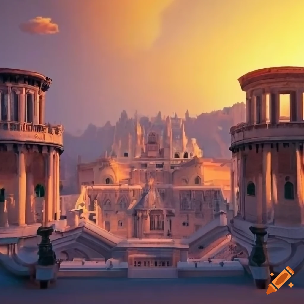 Sunrise over a greek-inspired kingdom on Craiyon