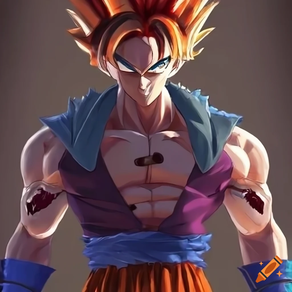 A photo realistic picture of super saiyan goku as a real person on Craiyon