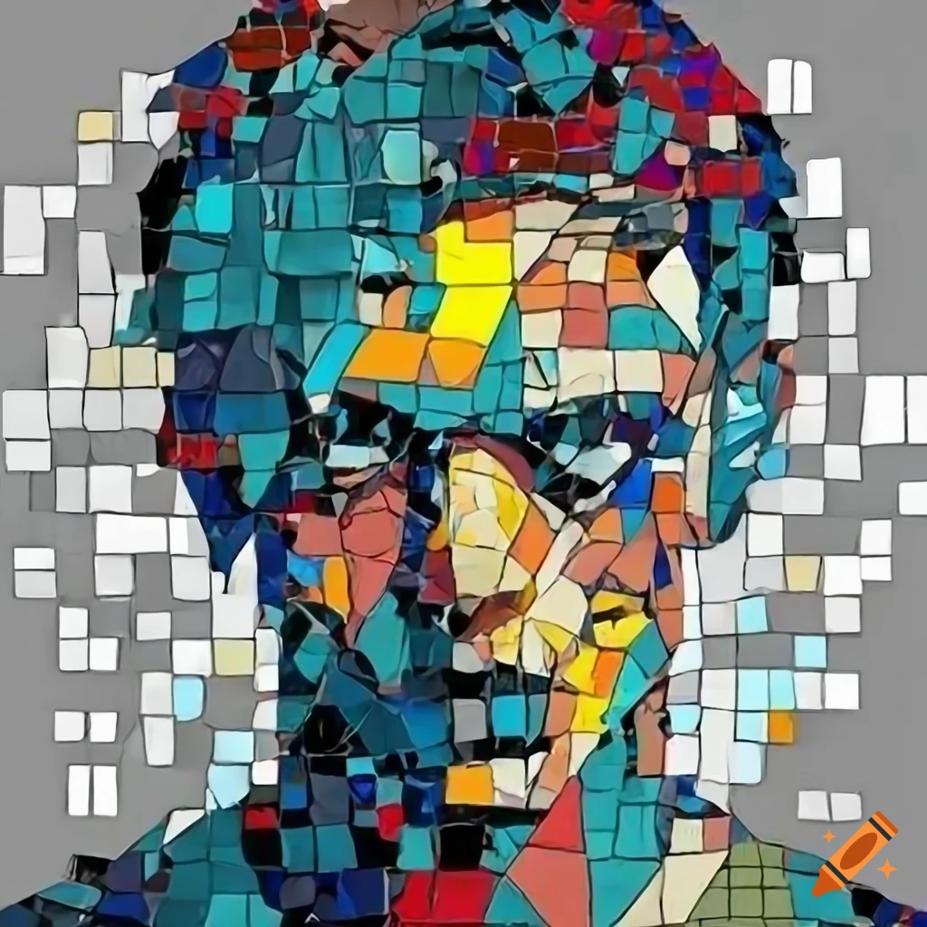 Mosaic style portrait of a man on Craiyon