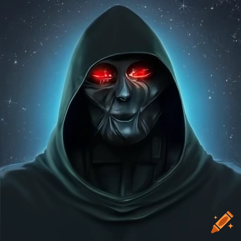 image of a levitating hooded figure in a starry backdrop