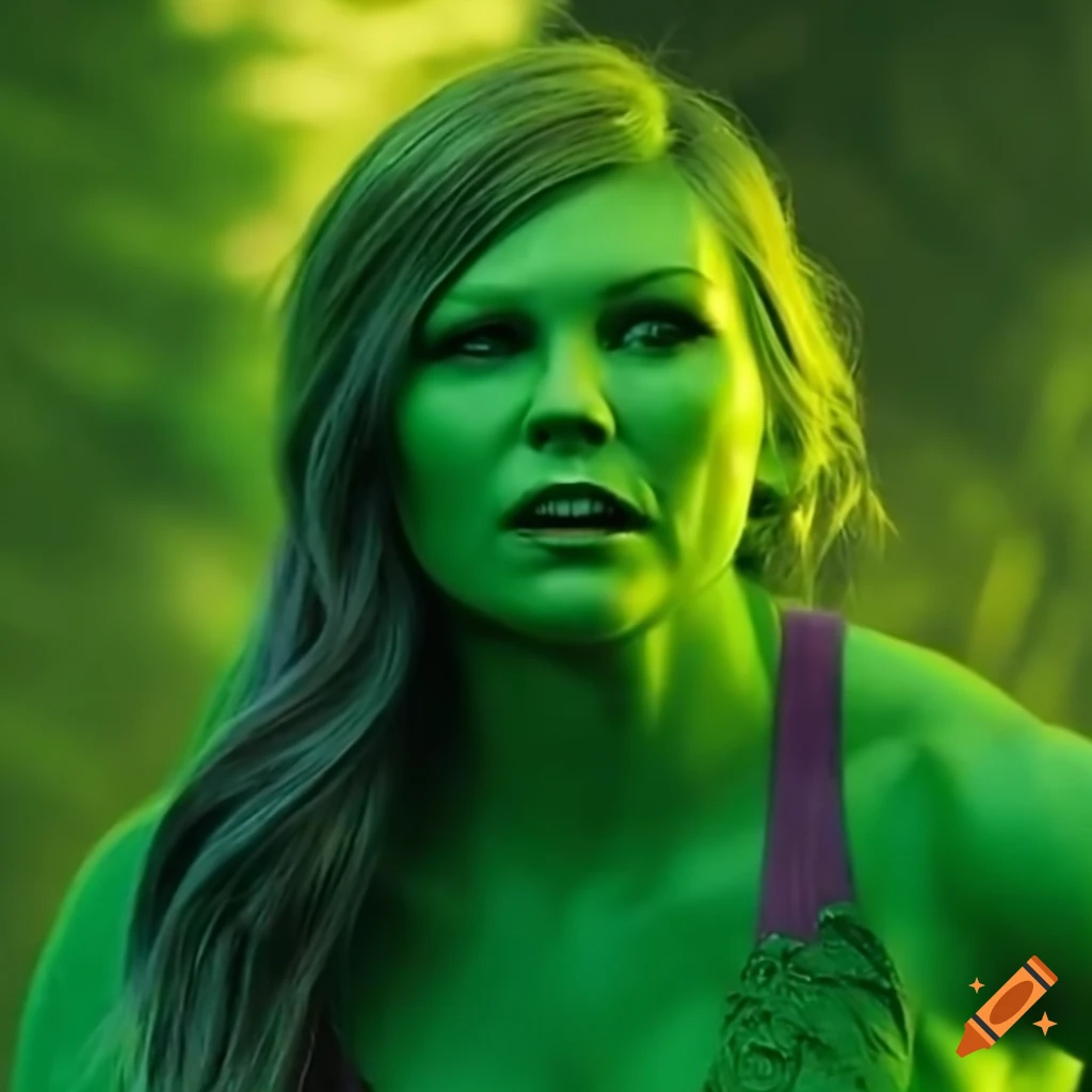 Kirsten Dunst as She-Hulk in a movie