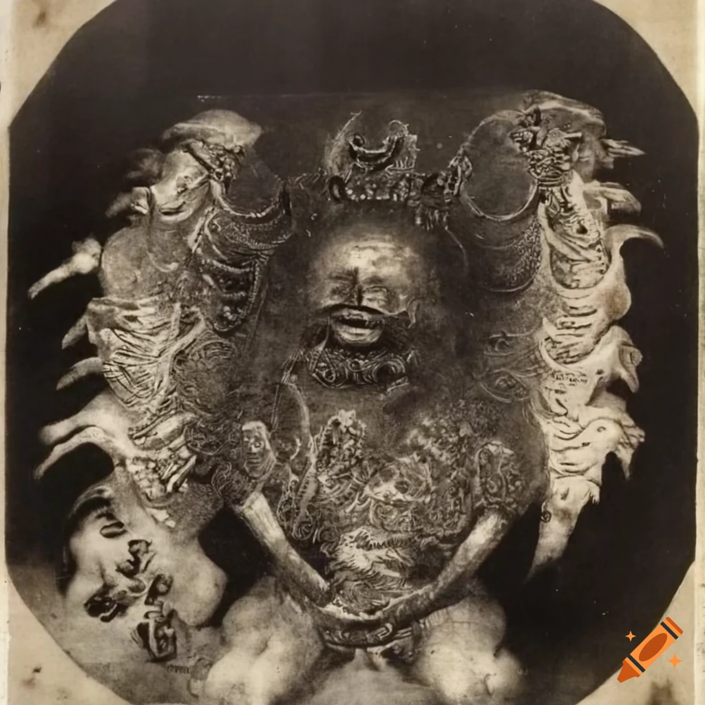 photograph of a fearsome baron deity artwork by Kawanabe Kyosai