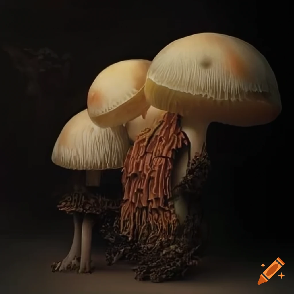 surreal artwork of mushrooms and lute of Morpheus