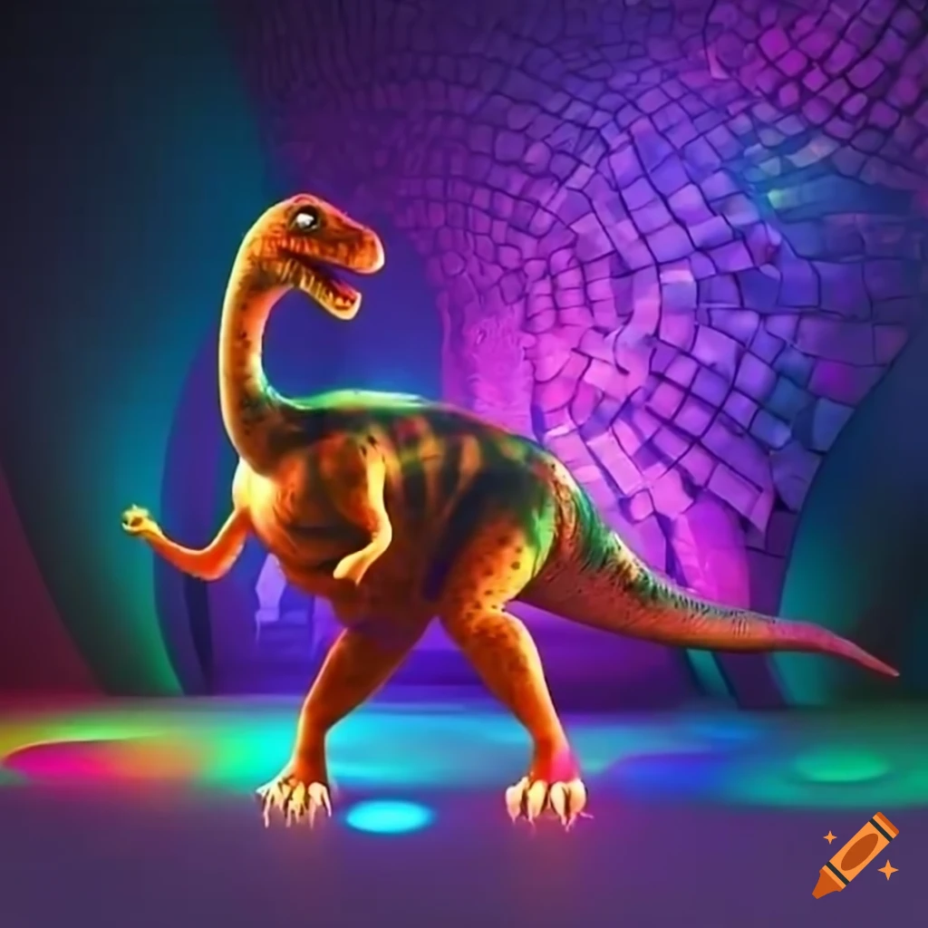 Dancing dinosaur illustration on Craiyon