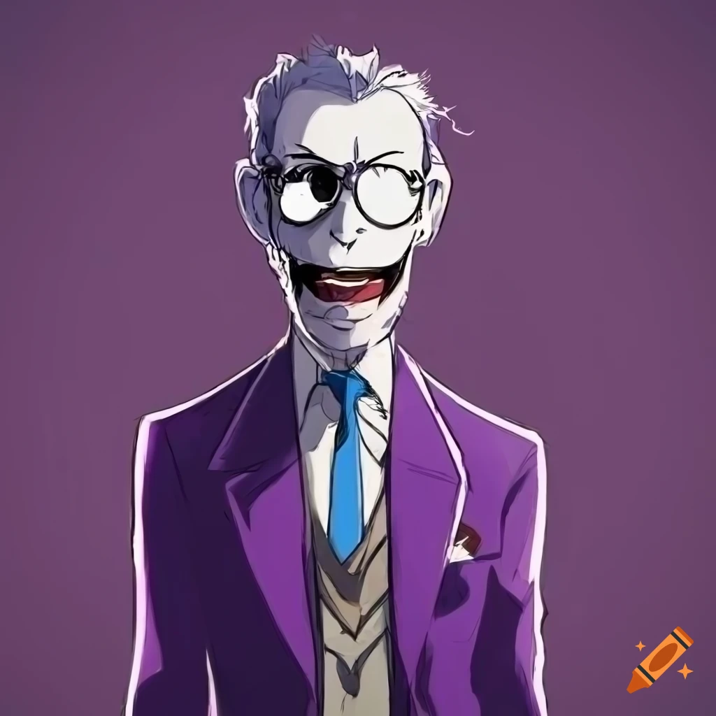 illustration of a man with sunglasses and a big grin in a purple suit