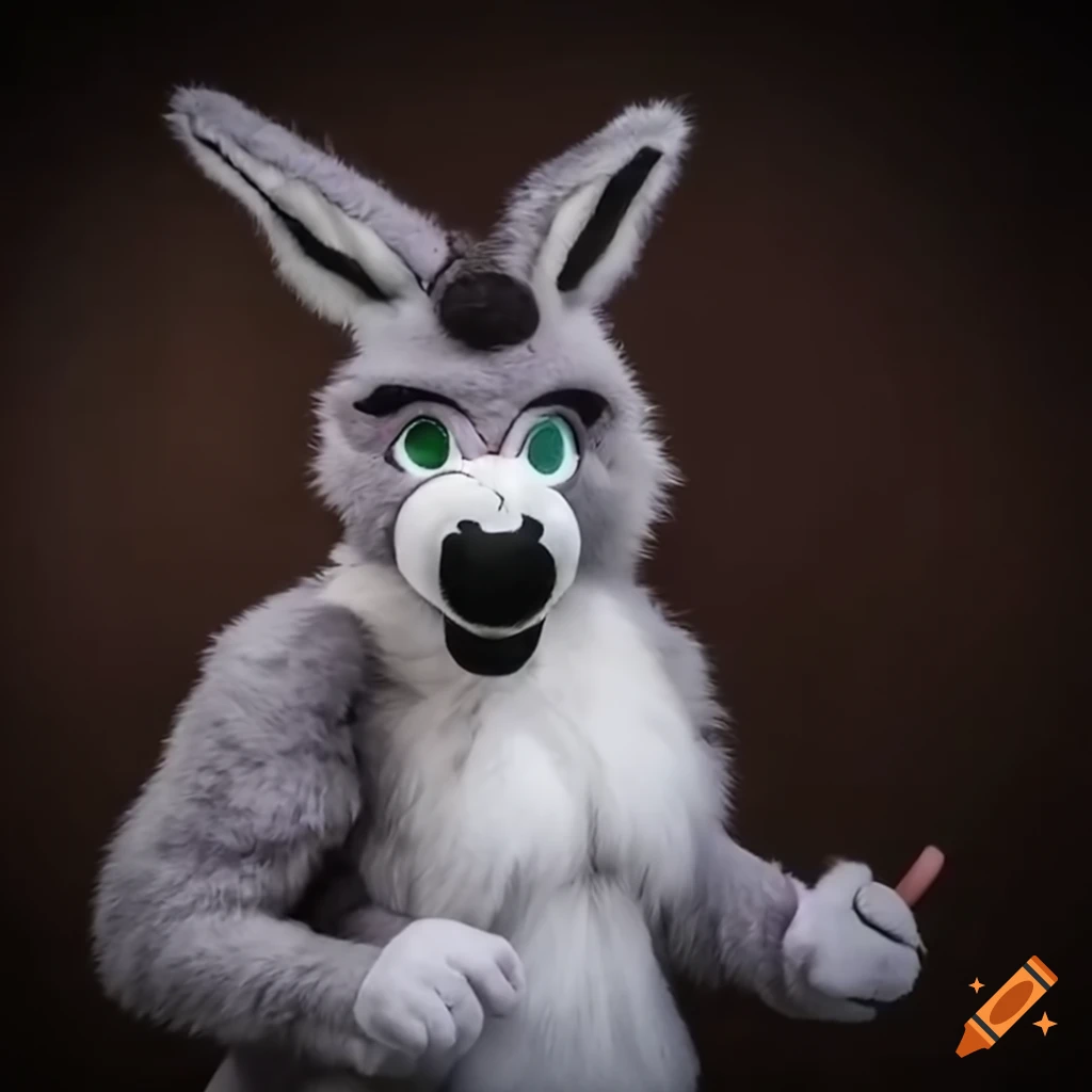 grey donkey fursuit at a cosplay event