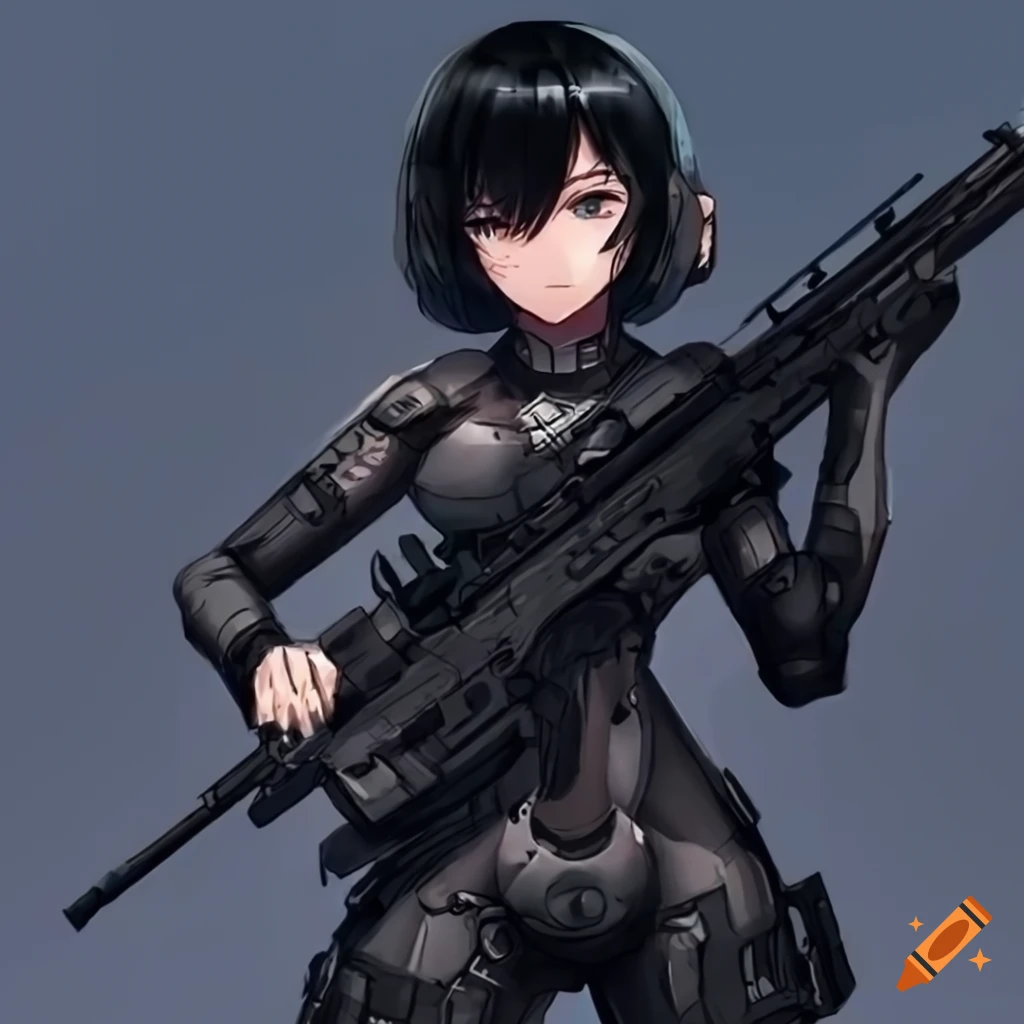 futuristic anime sniper girl on Mars
