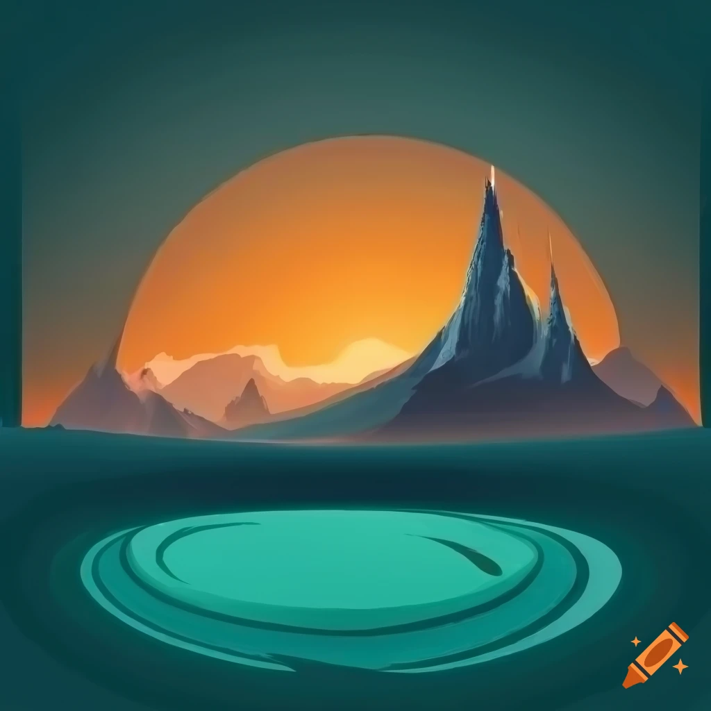Impressive vector art landscape of a scottish moor with a castle on Craiyon