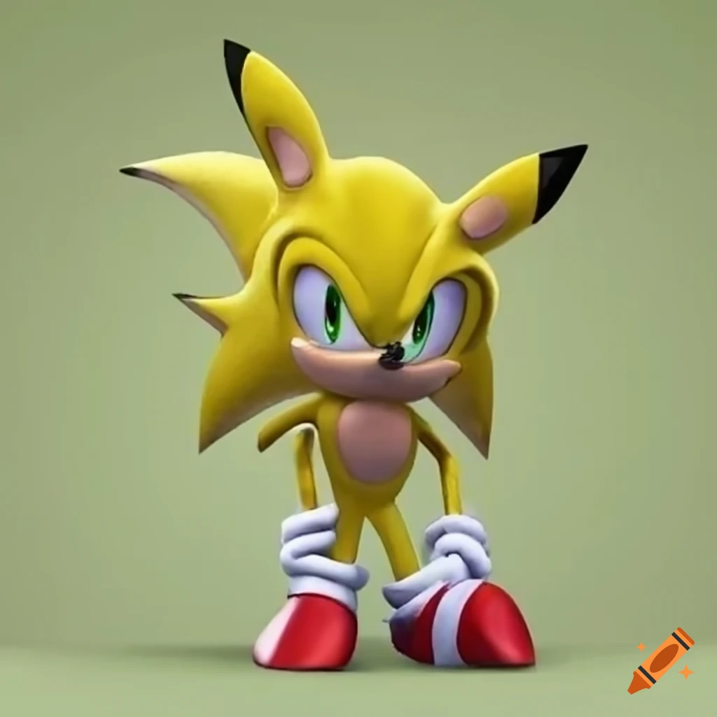 Yellow mashup of sonic the hedgehog and pikachu on Craiyon